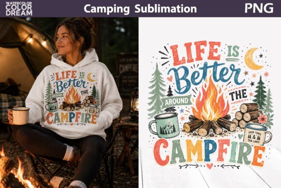 Camping Shirt Graphic: Rustic Art for Cozy Projects