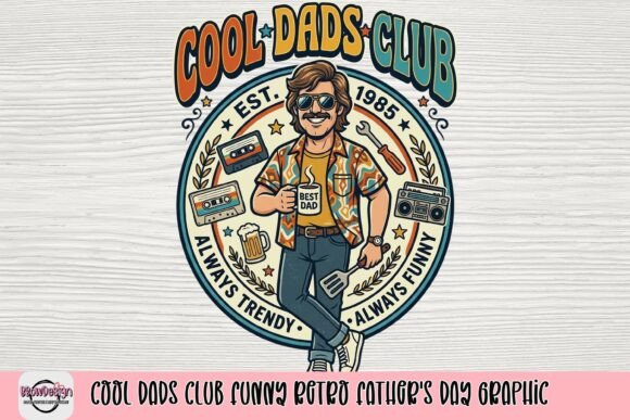 Cool Dads Club Funny Retro Father's Day Graphic: A Nostalgic Design Asset