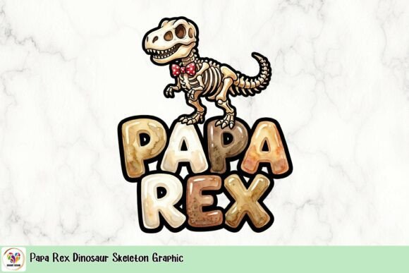 Papa Rex: A Charming Dinosaur Skeleton Graphic for Designers