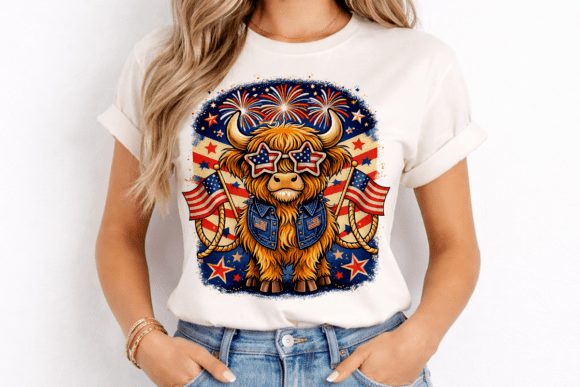 Patriotic Cow T-Shirt Design: A Festive Graphic for Creators
