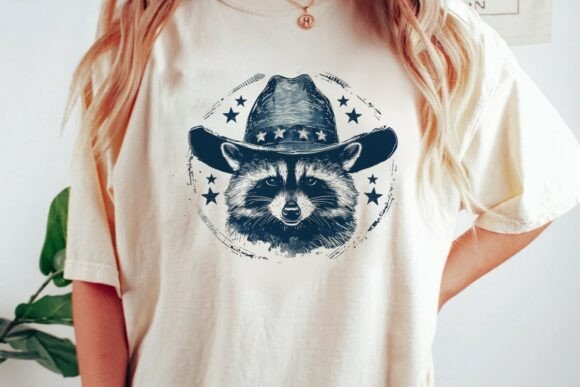 Raccoon Cowboy Stars: A Playful Graphic for Modern Designs