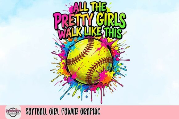Softball Girl Power Graphic: A Vibrant Design for Sporty Creations