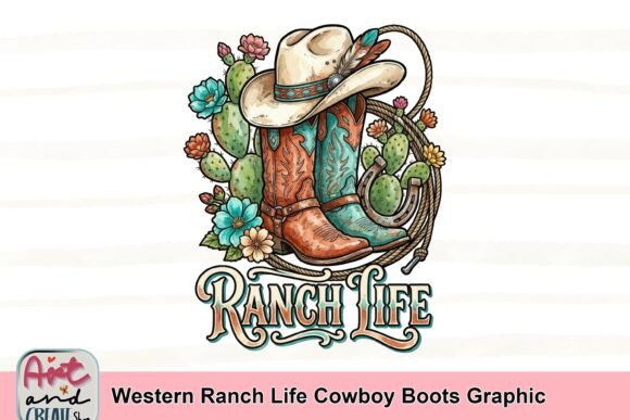 Western Ranch Life Cowboy Boots Graphic: Authentic Rustic Charm