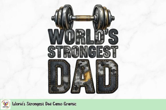 World's Strongest Dad Camo Graphic: Bold Design for Tough Love